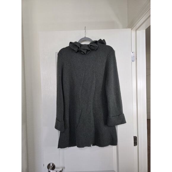 Soft Surroundings Alpaca Wool Blend Ruffle Collar Gray Cardigan, Women's Medium - Picture 10 of 15